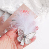 Aveuri Back to school White Feather Butterfly Hair Clips Handmade Lace Girls Hairpin Cute Princess Dance Birthday Party Barrettes  Kids Headwear