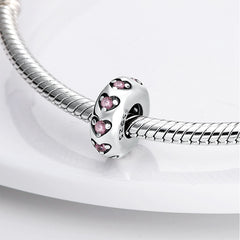 Fits Original Pandach Bracelet Necklace Silver Color Peach Heart Septum Angle Round Beads Silver Color Beads Women Jewelry