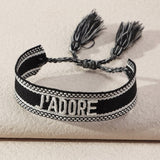 Knitted Word Adjustable Bracelets for Women Girls Woven Friendship Wrap Bracelets Word J'ADORE Bracelets Rope Braided Bracelet