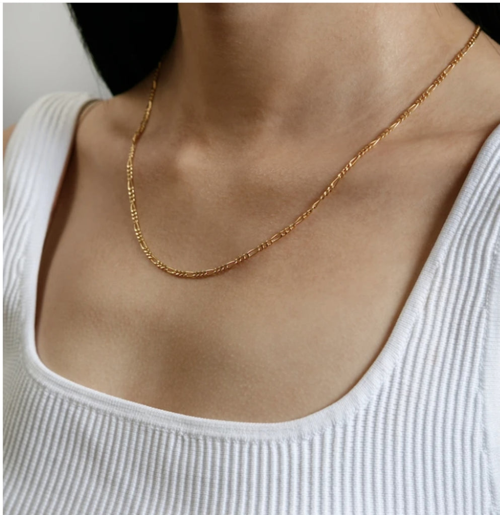 Aveuri 4Mm Figaro Chain Necklace Women 316L Stainless Steel Chain Necklace For Women Gold Color Chains Collars Choker Female Necklace