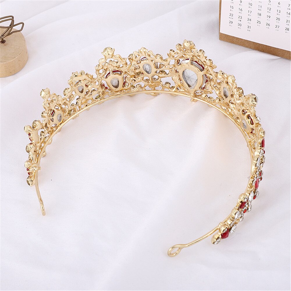 Aveuri Wedding Crown Bridal Headpiece red green blue Rhinestone Crystal Diadem Queen Crown Princess Tiaras Wedding Hair Jewelry