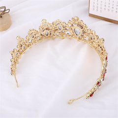 Aveuri Wedding Crown Bridal Headpiece red green blue Rhinestone Crystal Diadem Queen Crown Princess Tiaras Wedding Hair Jewelry