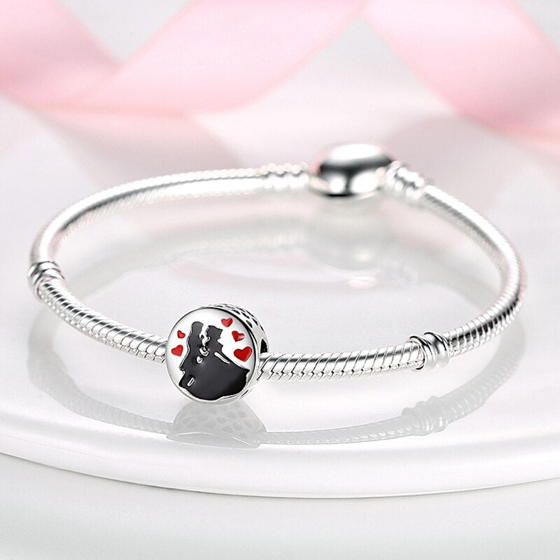 plata charms of ley 925 Fit Original Pandach Bracelet Necklace couple pattern Silver Color Pendant Charms Beads Women Jewelry
