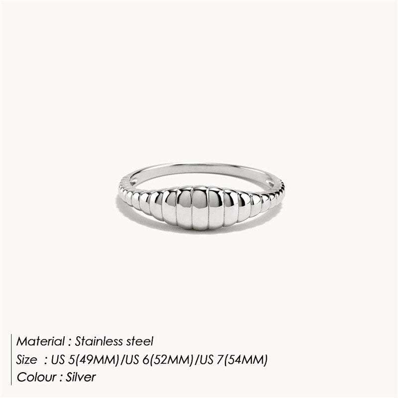 Aveuri Women Simple Fashion Style Texture  Tail Ring 316L Stainless Steel Tail Ring Classic Couple For Women And Wedding Jewelry 2023