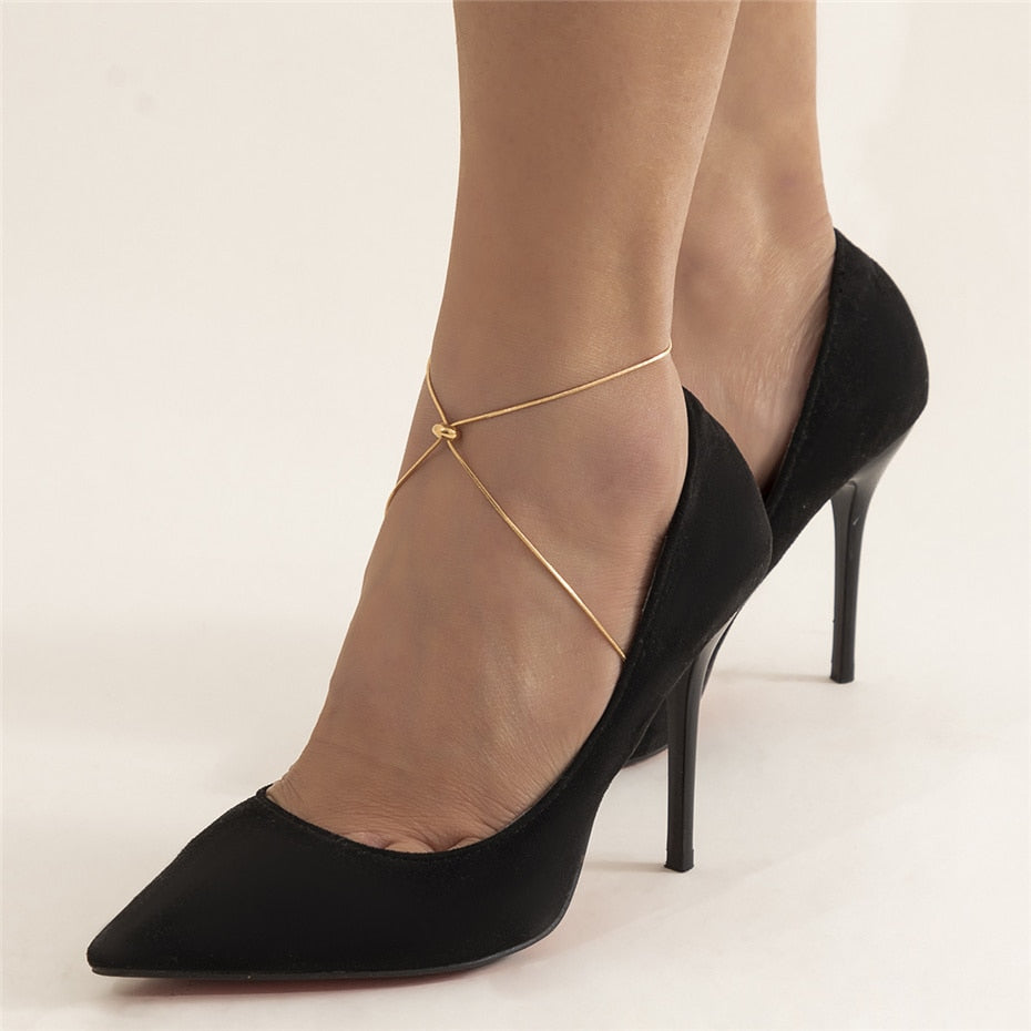 Aveuri  Simple Adjustable Snake Bone Chain Anklet Bracelets For Women Girls Summer Beach Thin Link Female Barefoot Jewelry New