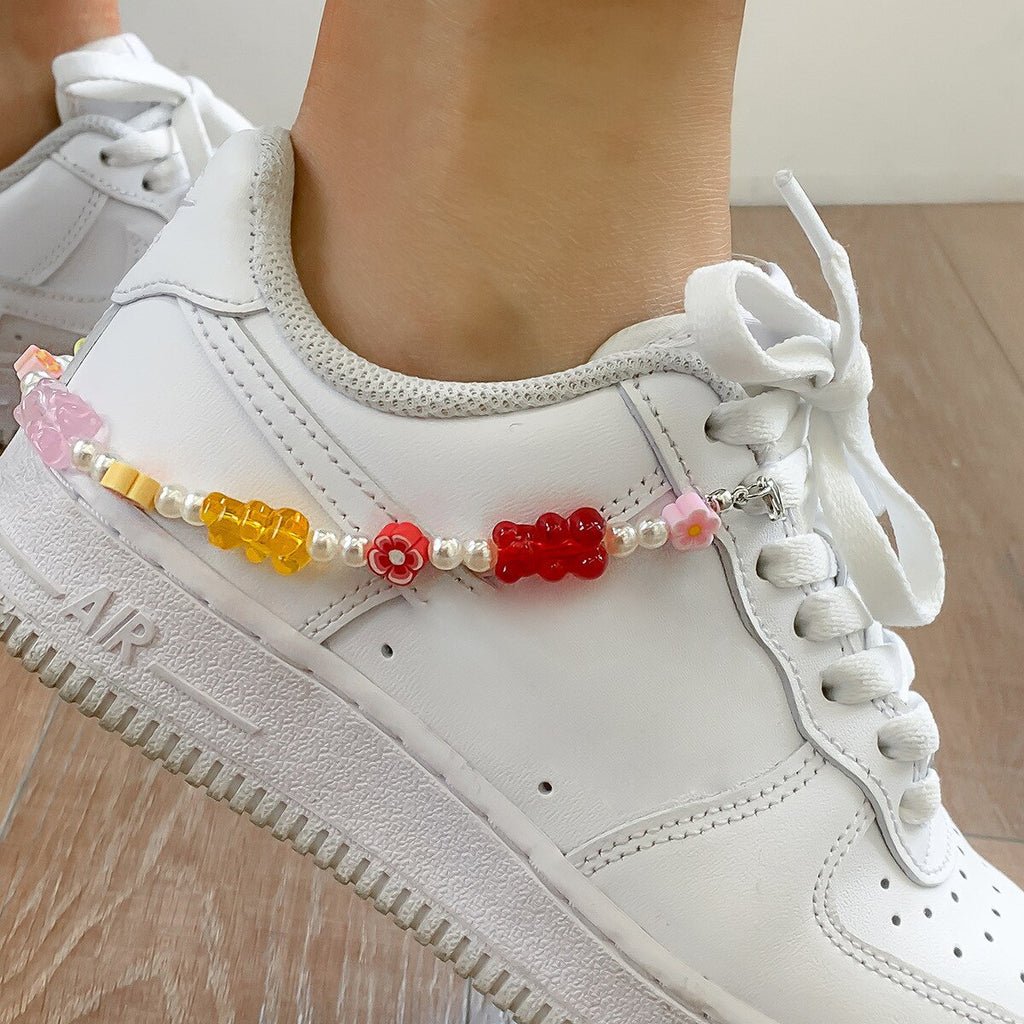Aveuri Creative Summer Sports Resin Woven Colorful Beads Shoe Chain Decoration For Girl DIY Letters Shoes Charm Sneakers Anklet Chain