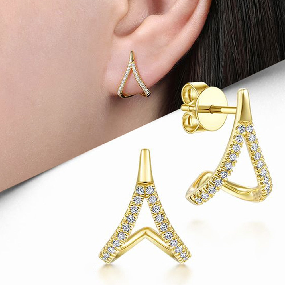 Aveuri  Silver Color Claws Stud Earrings with Crystal AAA CZ Stone Modern Design Fashion Versatile Accessories Women 2022 Jewelry