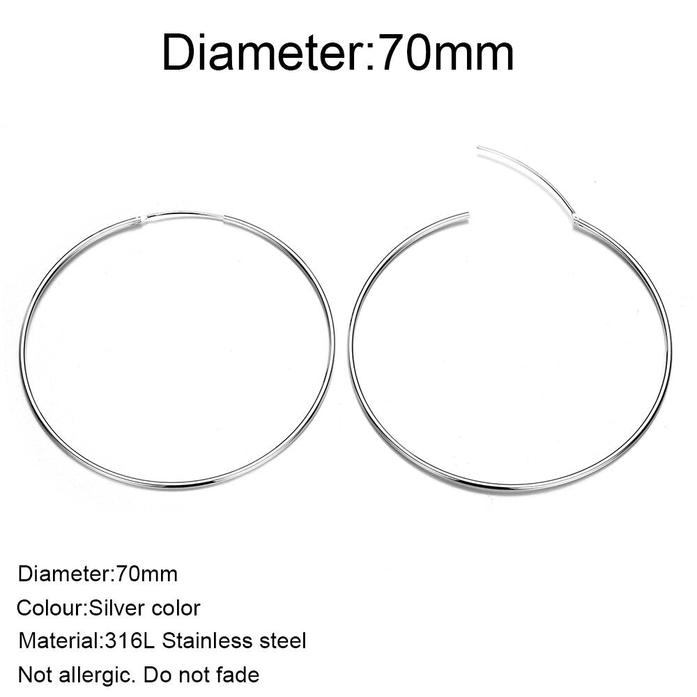 Aveuri 70Mm Large Circle Stainless Steel Earrings For Women Big Hoop Earrings Women Ear Rings Jewelry Earrings Wholesale Dropshipping