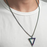 Simple Black Geometric Triangle Pendant Men Necklaces Fashion Stainless Steel Punk Neck Chain Male Jewelry