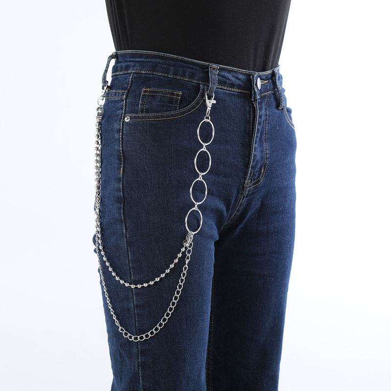 Punk Alloy Pants Trouser Chain Unisex Key Chain Padlock Ring Wallet  Keychain Jeans Hip-hop Trendy Accessories