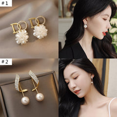 LATS Luxury Gold Super Fairy Zircon Pearl Drop Earrings for Women Girl 2023 Elegant Copper Earring Fashion Jewelry Wholesale