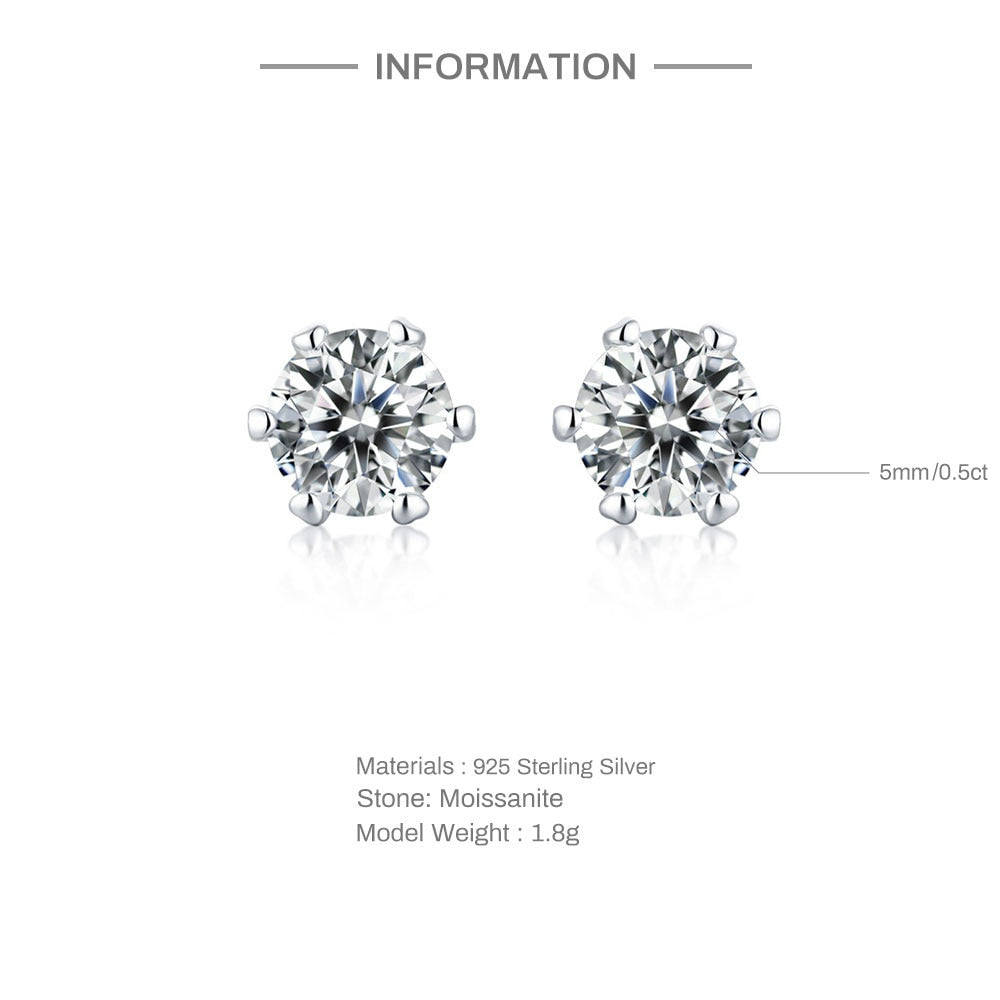 Aveuri 925 Sterling Silver 0.5 Carat Moissanite Snowflower Piercing Stud Earrings For Women  Wedding Jewelry Gift Brincos Aretes