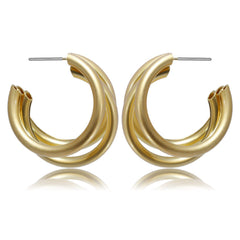 Aveuri 2022 Punk Simple Gold Metal Tri Hoop Earring For Women Stylish Geometric Line Half Circle Earring Stud Design Fashion Jewelry