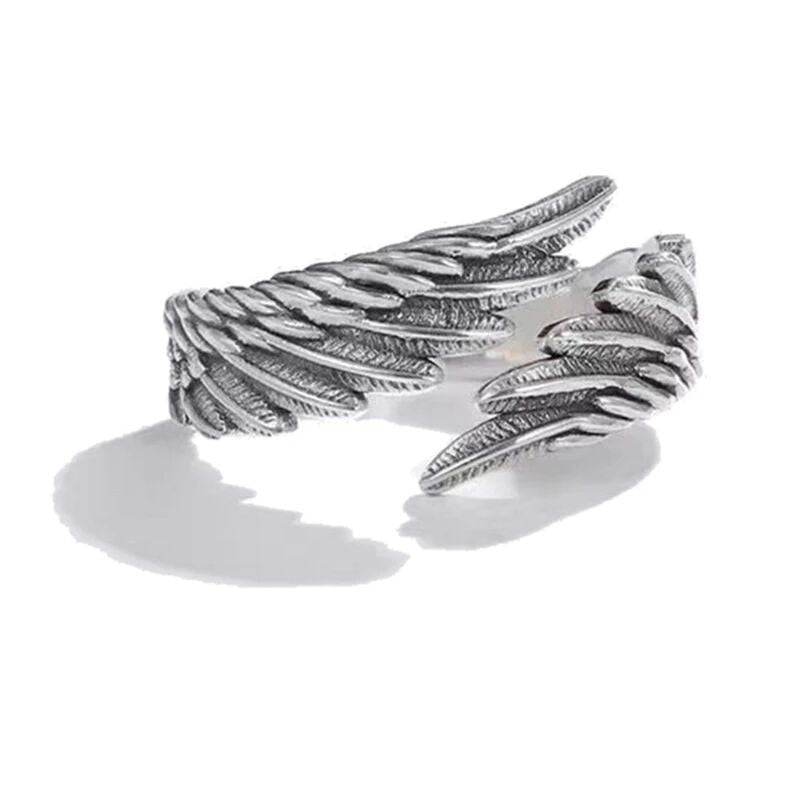 LATS Punk Vintage Evil Wings Rings for Women Men Couple Wedding Ring Opening Angel Wing Version Rings Korean Jewelry