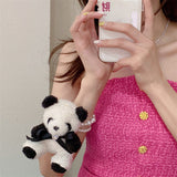 Aveuri  New Sweet Plush Panda Hair Ring Luxury Pearl Bow Rubber Band Hair Rope Elastic Hairband Headband For Women Hair Accessories Gift