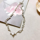 Aveuri 2023 Chic Sailor Moon Heart Crystal Wave Wing Pendant Necklace For Women Girl Elegant Creative Cute Choker Necklace Trendy Jewelry