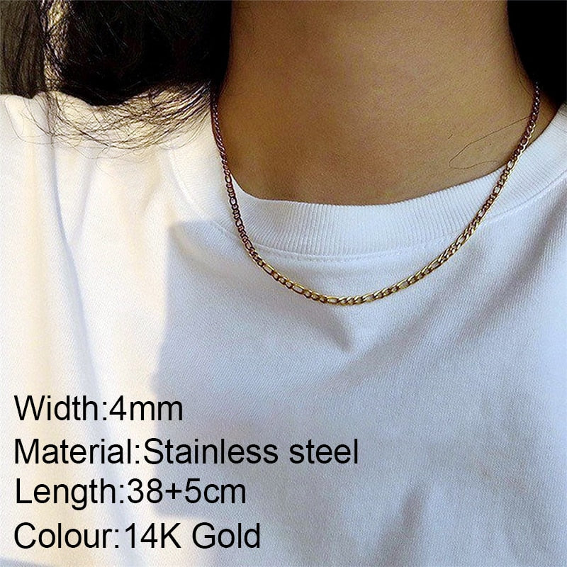 Aveuri Water Wave Chain Stainless Steel Gold Color Chain Necklace For Women Long Chain Choker Clavicle Necklace Do Not Fade Jewelry