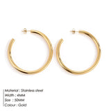 Aveuri 50Mm Gold Color Hoop Earring Simple Thick Round Circle Stainless Steel Earrings For Women Punk Hiphop Jewelry Brincos
