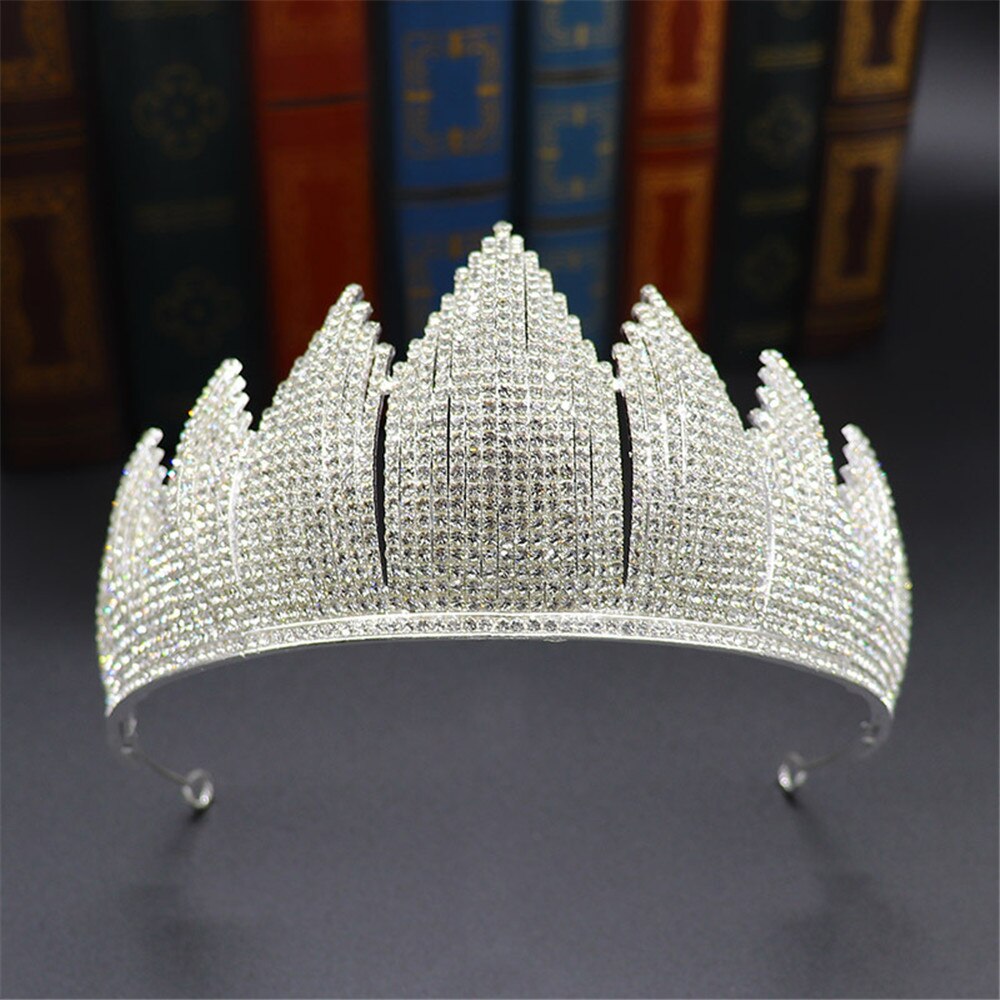 Aveuri New Luxury Big Crown Bride Diamond Wedding Dress Beauty Party HAIR ACCESSORI Jewelry For Women Headpiece Prom Headwear Gift