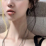 Aveuri 2023 Punk Metal Long Tassel Hoop Earrings For Women Girl Cool Creative Unique Geometric Simple Harajuku Earrings Trendy Jewelry 2023