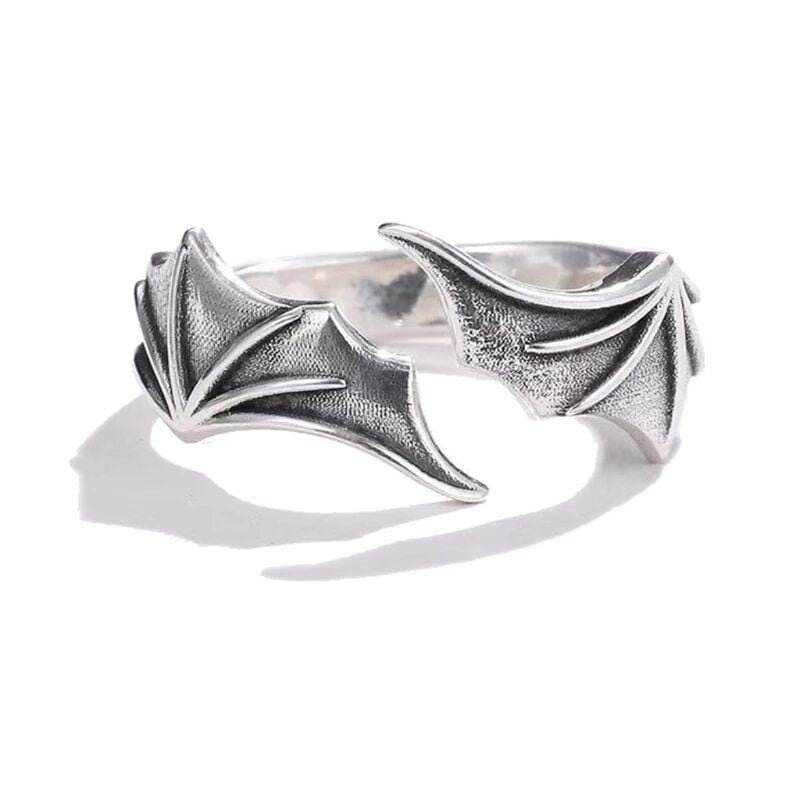 LATS Punk Vintage Evil Wings Rings for Women Men Couple Wedding Ring Opening Angel Wing Version Rings Korean Jewelry