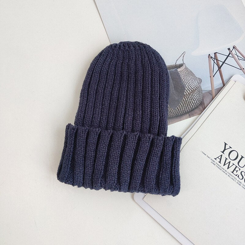 Aveuri New Women Knitted Hat Beanie Solid Color Soft Wool Winter Warm Caps For Girls Fashion Skullies Beanies Ladies Casual Bonnets Cap