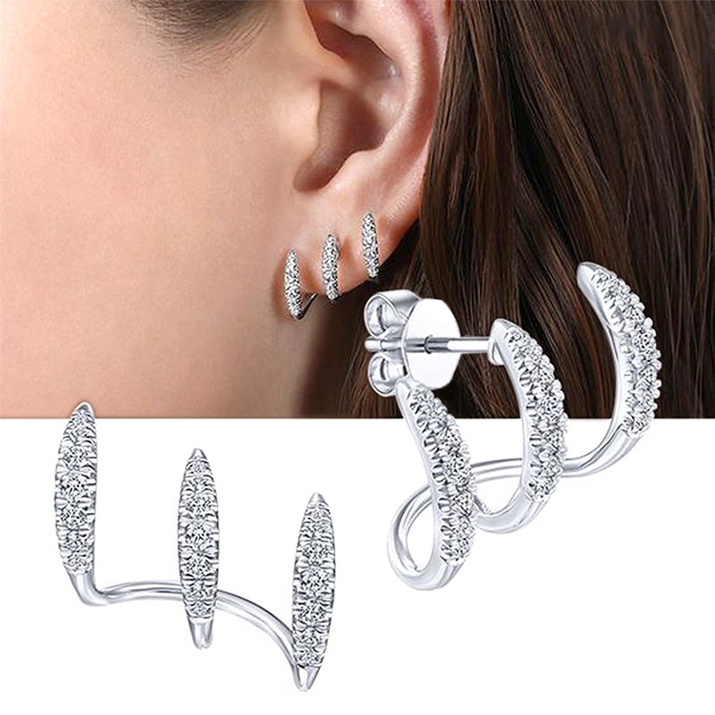 Aveuri High Quality Silver Color Claws Stud Earrings for Women Daily Wear Fashion Luxury Female Ear Accessories OL Style Jewelry