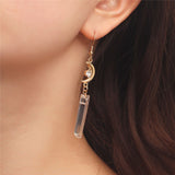 AVEURI 2ND Vintage Charm Crysyal Prism Drop Earrings For Women Boho Geometric Moon Rhinestones Dangle Earrings Summer Beach Jewelry