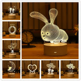 prom accessories prom accessories Aveuri Graduation gifts Easter Decoration 2022 3D Love Lamp Acrylic Bear Rose LED Night Light Kids Birthday Gift Rabbit Easter Deco Wedding Decoration