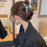Aveuri Vintage Green Pearl Hair Clips Barrettes Korean Large Hair Grip Clip Curly Hair Claws 2023 New Fashion Headwear Hair Accessories