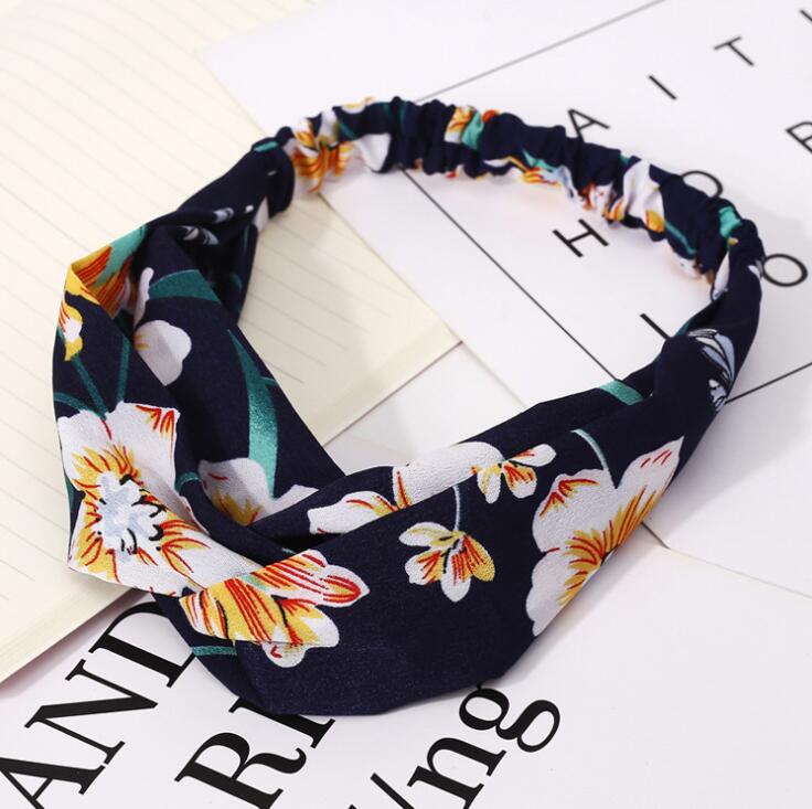 Aveuri Fashion Women Girls Bohemian Hair Bands Print Headbands Vintage Cross Turban Bandage Bandanas Hairbands Hair Accessories