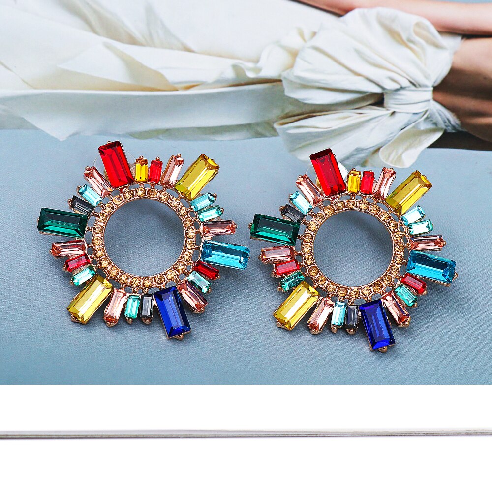AVEURI New Trend Rhinestone Floral Drop Earrings Earrings For Women Dinner Wedding Accessories Fashion Statement Jewelry Hot Sale