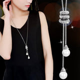Women Long Necklace Fashion Geometric Pearl Statement Necklaces & Pendant Jewelry Sweater Chain Collier Femme Collar Accessories