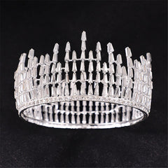 Aveuri Fashion Silver Color Pearls Round Crowns Crystal Rhinestone Princess Diadems Wedding Bridal Hair Accessories Tiaras Head Jewelry