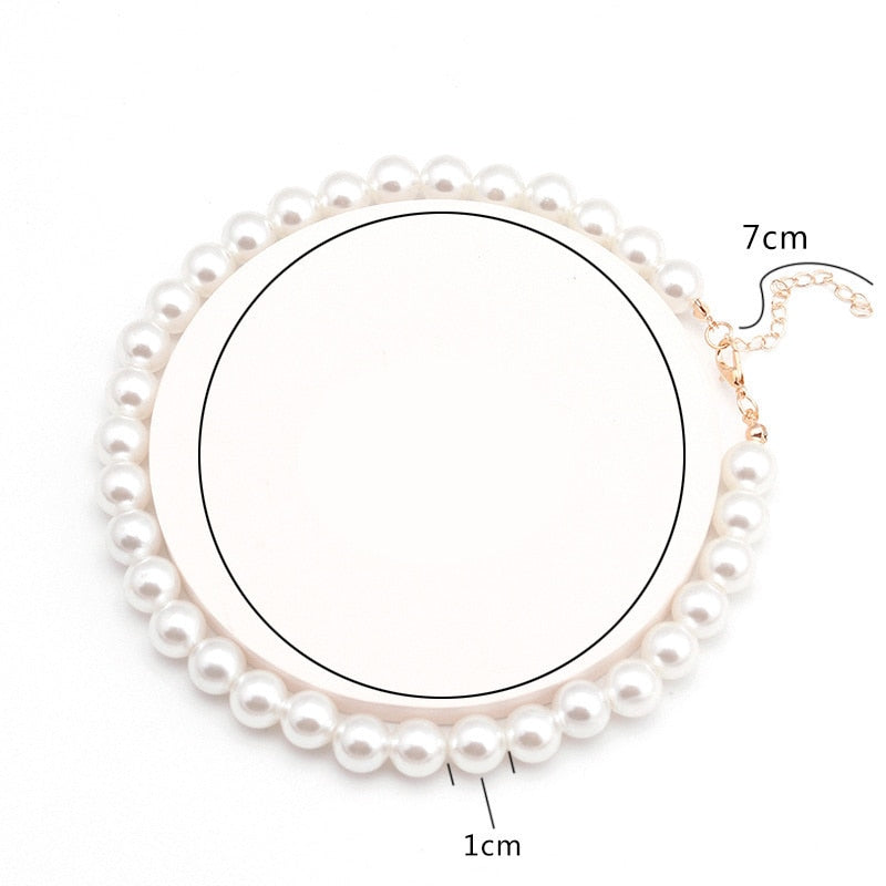 Fashion Imitation Pearl Choker Necklace Women Handmade Classic Strand Bead Chain Necklace For Women Jewelry Gift