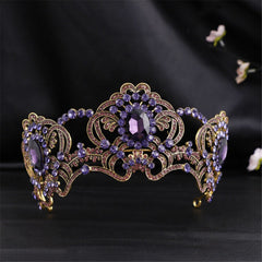 Aveuri Europe Baroque Bride Crown Purple Color Diamond Headdress Party Wedding Hair Accessories  Hair Clip Jewelry Gift