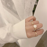 Aveuri Women Trendy Punk Ring Set Geometric Minimalist Aesthetic Jewelry Round Sliver Color Ring Street Dance Accessories Gift