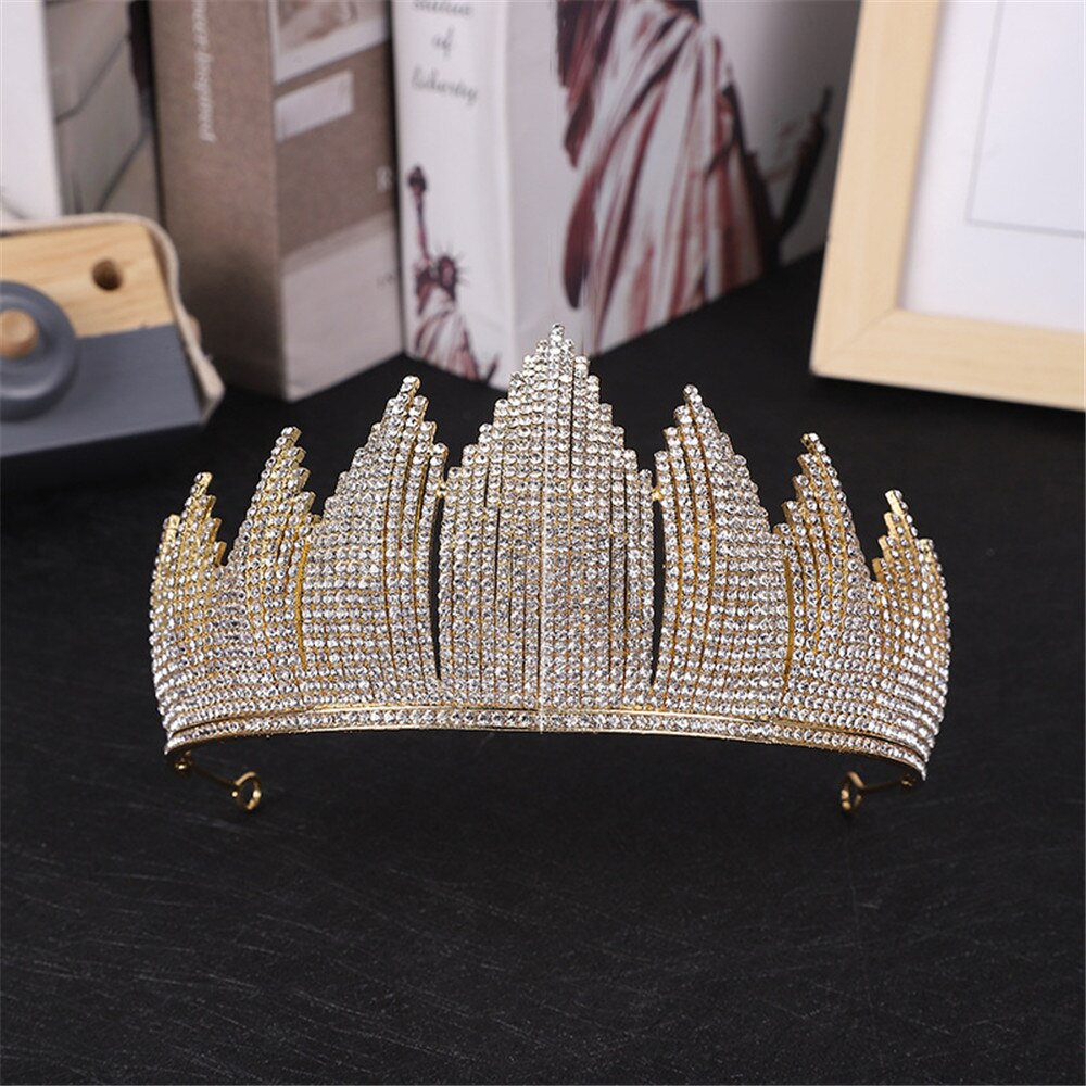 Aveuri New Luxury Big Crown Bride Diamond Wedding Dress Beauty Party HAIR ACCESSORI Jewelry For Women Headpiece Prom Headwear Gift