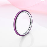 Silver Color Jewelry Ring Womens Simple Purple Circle Rings Anillo plata de ley 925 Original Anniversary Party Gift 2023 New