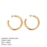 Aveuri 40Mm Gold Color Earring Simple Thick Round Circle Stainless Steel Earrings For Women Punk Hiphop Jewelry