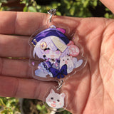 Aveuri Anime Genshin Impact Keychain Badge Accessories Barbatos Klee Xiao Hu Tao Cosplay Props Key Chain Cartoon Backpack Pendant