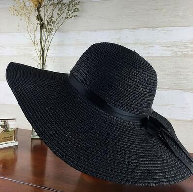 Aveuri 2022 New Simple Foldable Wide Brim Floppy Girls Straw Hat Sun Hat Beach Women Summer Hat UV Protect Travel Cap Lady Cap Female