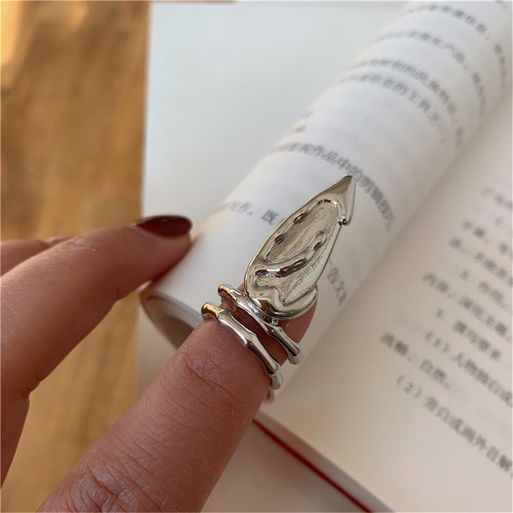 Aveuri 2023 Aesthetic Kpop Finger Rings For Women Personality Beauty Nail Extension Sets Adjustable Irregular Open Rings Design Jewelry