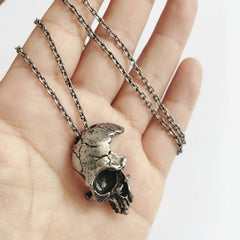 Retro Half Skull Necklace Silver Alloy Skeleton Pendant Trendy Vintage Gothic Jewelry Choker Pendants bronze Necklaces for Gift