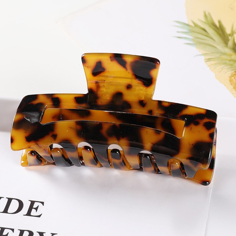 New High Quality Geometric Acetate Hair Claws for Women Leopard Square Elegant Hair Claw Clip Grain Hair Clamps Hair Accessories