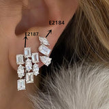 Huitan Fashion Stud Earrings for Women Geometric Cubic Zirconia Versatile Design Daily Wear Chic Ear Piercing Accessory Jewelry