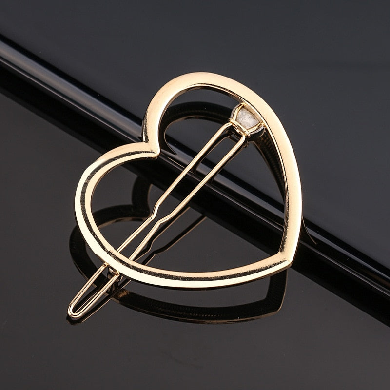 Aveuri Back to school Chic Metal Geometric Hair Clip Round Triangle Barrettes Hairpin Barrette Hair Claws Women Girls Fashion Hair Accessories Gifts