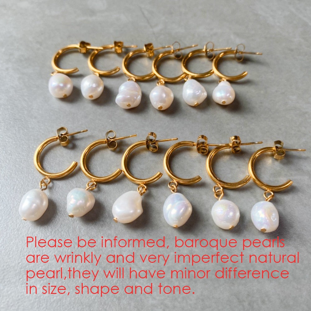 Aveuri Freshwater Pearls  Circle Earrings Vintage Baroque Pearl Earrings Gold Earclip Women Jewelry Gold Color Round Earring Women 2023