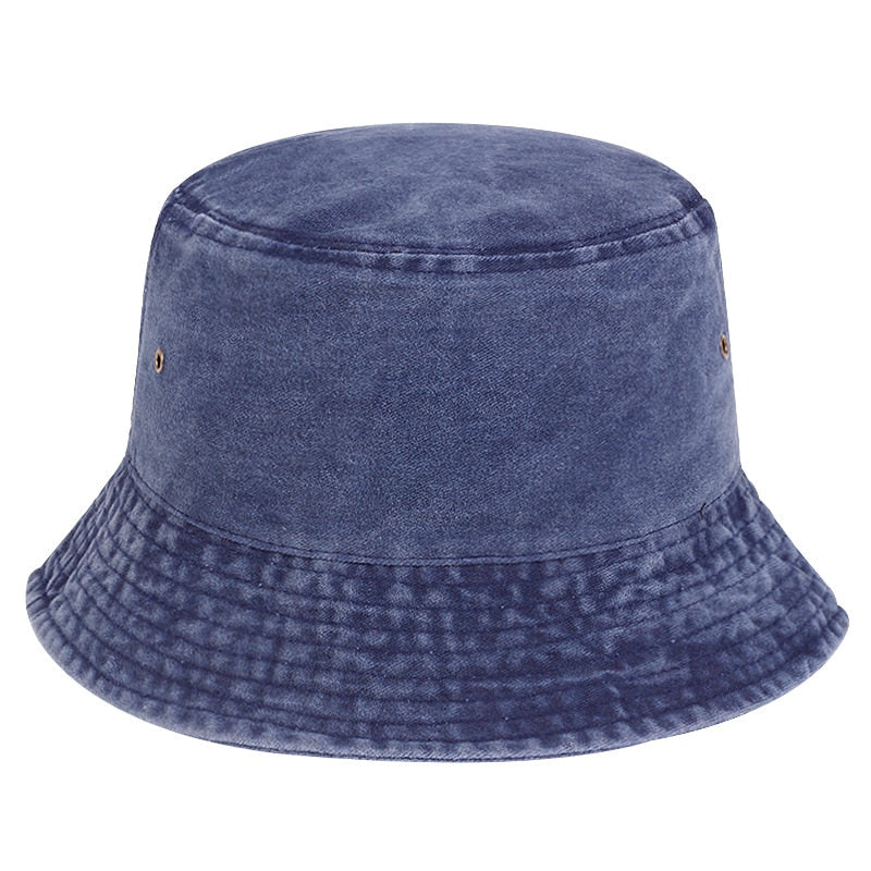 Aveuri Back to school 2023 New Solid Cotton Washed Denim Bucket Hats Unisex Folding Fisherman Wide Brim Hat Caps Hip Hop Men Women Panama Bucket Cap