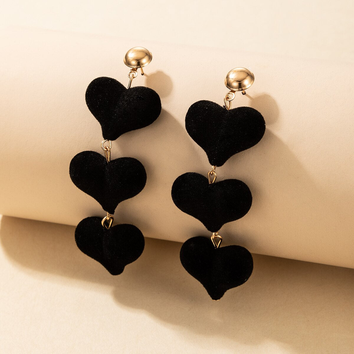 Tocona Fashion Luxury Black Love Heart Earrings Long Korean Design Jewellery Women's Dangleing Drop Earrings 2023 brinco 9238